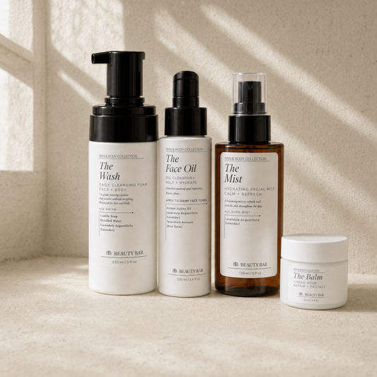 The Face Ritual — The Wash, The Face Oil, The Mist e The Balm na bancada